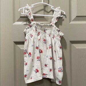 4T Red White and Blue Festive Floral Blouse